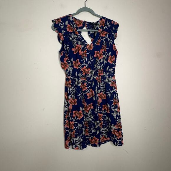 41 Hawthorn Midnight Scallop Detail Floral Dress Navy Multi Women L Petite NWT - Picture 2 of 7